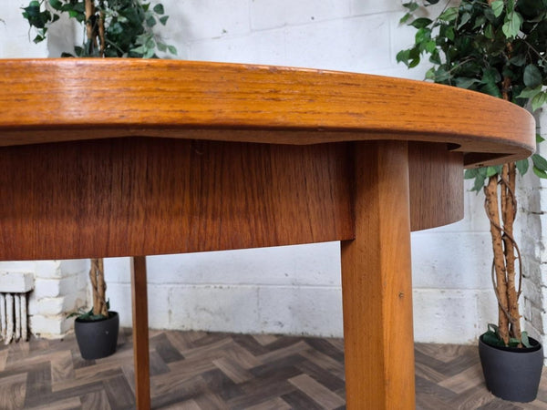 Vintage Mid-Century Round Teak Extending Dining Table Scandi Danish Retro MCM