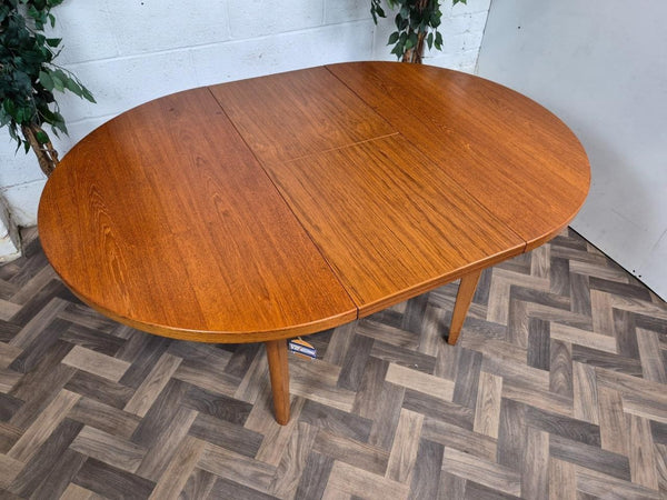 Vintage Mid-Century Round Teak Extending Dining Table Scandi Danish Retro MCM