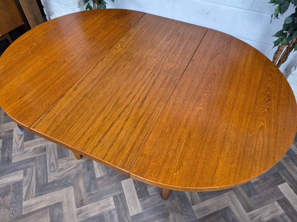 Vintage Mid-Century Round Teak Extending Dining Table Scandi Danish Retro MCM