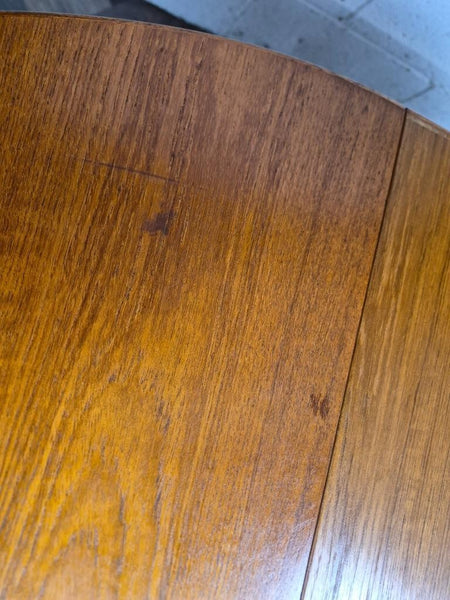 Vintage Mid-Century Round Teak Extending Dining Table Scandi Danish Retro MCM
