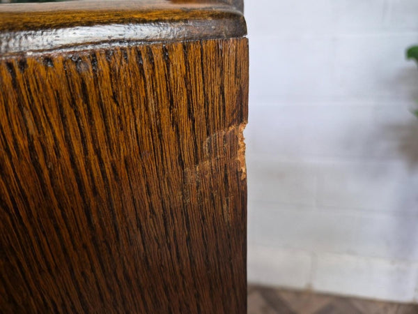 Vintage Antique 1930's Oak Tallboy Linen Cupboard With Drawers