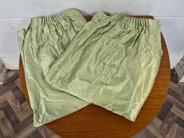 Vintage Mid-Century Curtains Pale Green Swirl Groovy Retro 70's 135cm Drop