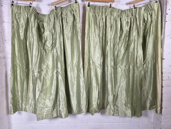 Vintage Mid-Century Curtains Pale Green Swirl Groovy Retro 70's 135cm Drop