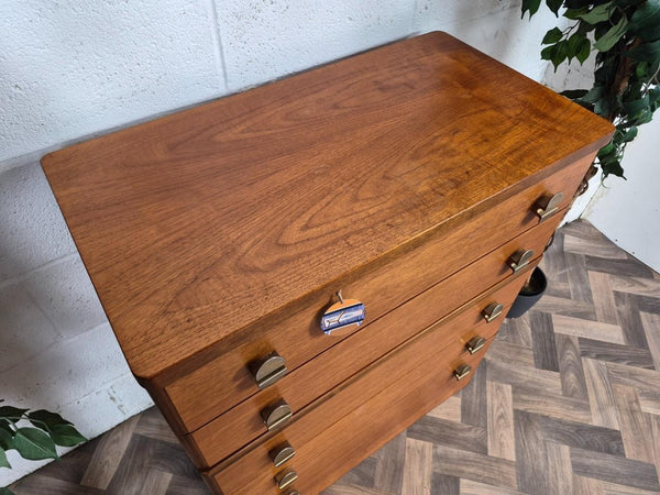 Vintage Mid-Century Stag C Range Teak 5 Drawer Chest Tallboy Scandi Danish MCM