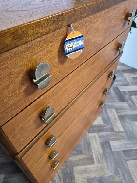 Vintage Mid-Century Stag C Range Teak 5 Drawer Chest Tallboy Scandi Danish MCM