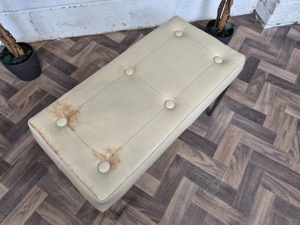 Vintage Mid-Century Du-al Teak & Chrome Long Stool Bench Retro 60's