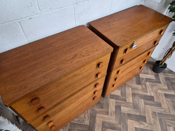 Pair Vintage Mid-Century Stag C Range Teak 5 Drawer Chest Tallboy Scandi Danish