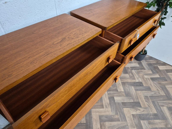 Pair Vintage Mid-Century Stag C Range Teak 5 Drawer Chest Tallboy Scandi Danish