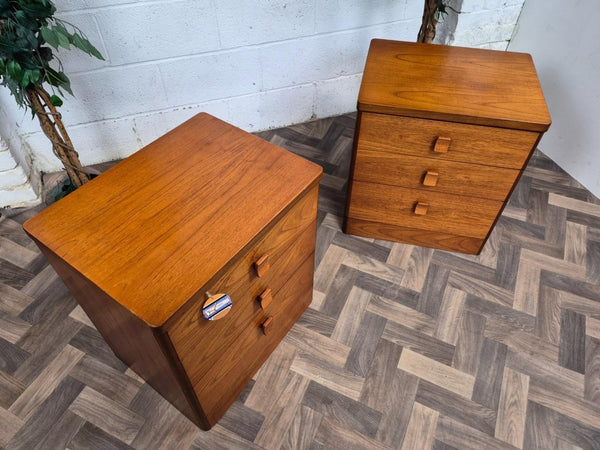 Pair Of Vintage Mid-Century Stag C Range Teak 3 Drawer Bedside Chests Scandi MCM