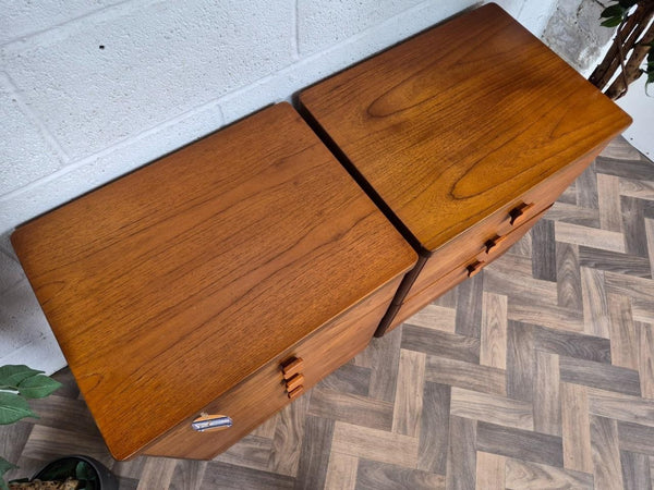 Pair Of Vintage Mid-Century Stag C Range Teak 3 Drawer Bedside Chests Scandi MCM