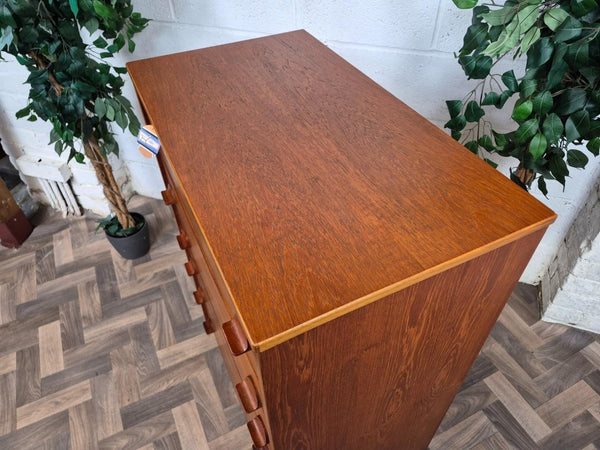 Vintage Mid-Century Stag Cantata Teak 6 Drawer Chest Tallboy Scandi Danish MCM