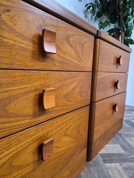 Pair Of Vintage Mid-Century Stag C Range Teak 3 Drawer Bedside Chests Scandi MCM