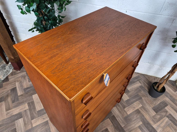 Vintage Mid-Century Stag Cantata Teak 6 Drawer Chest Tallboy Scandi Danish MCM