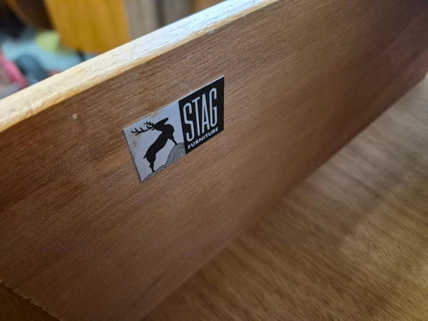 Vintage Mid-Century Stag Cantata Teak 6 Drawer Chest Tallboy Scandi Danish MCM