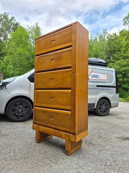 Vintage Mid-Century Staverton Tall Oak Pigeon Hole Filing Cabinet Industrial MCM
