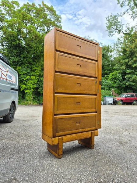 Vintage Mid-Century Staverton Tall Oak Pigeon Hole Filing Cabinet Industrial MCM