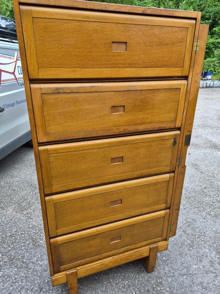 Vintage Mid-Century Staverton Tall Oak Pigeon Hole Filing Cabinet Industrial MCM