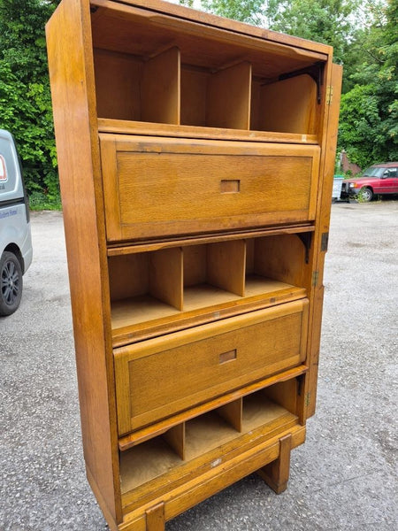 Vintage Mid-Century Staverton Tall Oak Pigeon Hole Filing Cabinet Industrial MCM