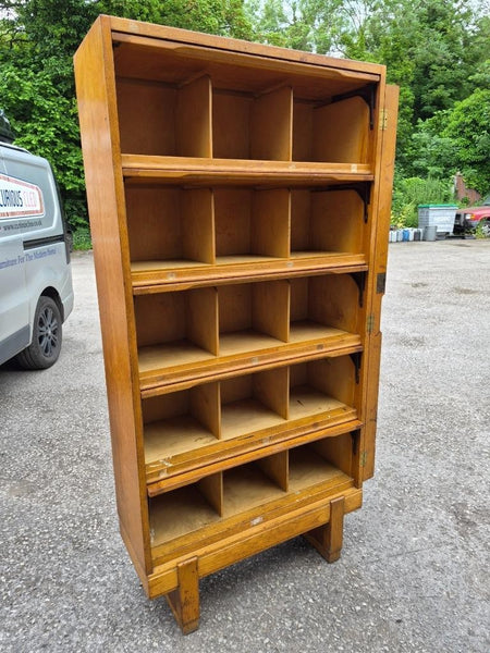 Vintage Mid-Century Staverton Tall Oak Pigeon Hole Filing Cabinet Industrial MCM