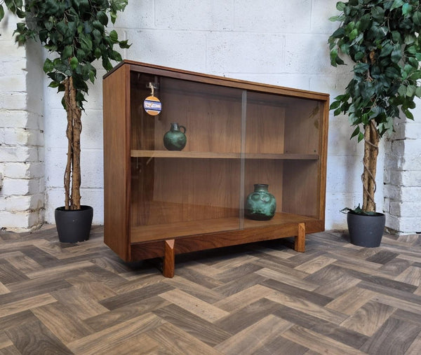Vintage Mid-Century White & Newton Teak And Glass Bookcase Scandi Retro MCM