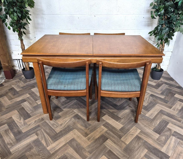 Vintage Mid-Century White & Newton Teak Extending Dining Table And 4 Chairs Set