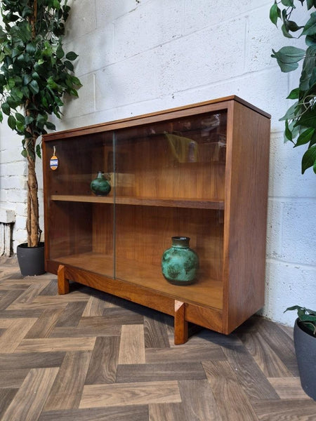 Vintage Mid-Century White & Newton Teak And Glass Bookcase Scandi Retro MCM