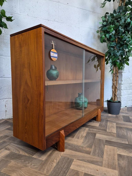 Vintage Mid-Century White & Newton Teak And Glass Bookcase Scandi Retro MCM