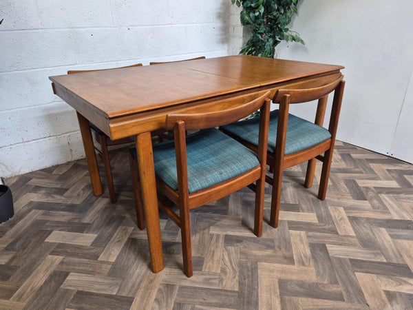 Vintage Mid-Century White & Newton Teak Extending Dining Table And 4 Chairs Set