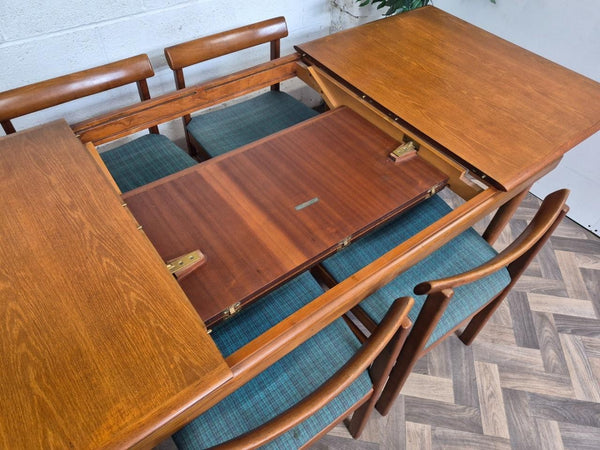 Vintage Mid-Century White & Newton Teak Extending Dining Table And 4 Chairs Set