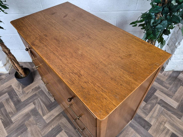 Vintage Mid-Century Lebus Teak & Oak Chest Of 4 Drawers 60's Scandi Retro MCM