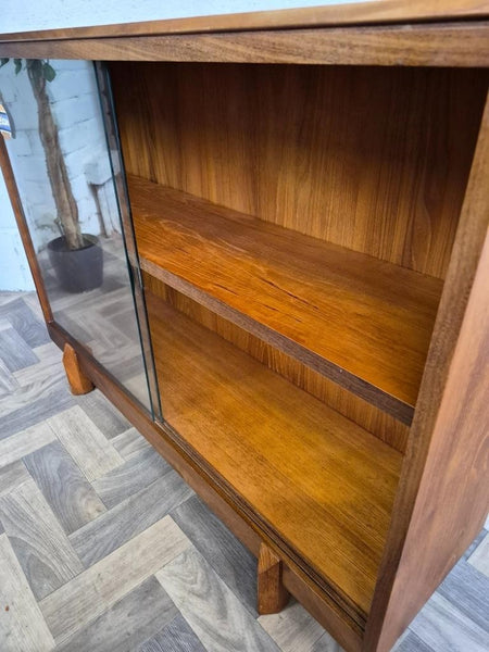 Vintage Mid-Century White & Newton Teak And Glass Bookcase Scandi Retro MCM