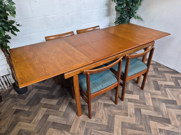 Vintage Mid-Century White & Newton Teak Extending Dining Table And 4 Chairs Set