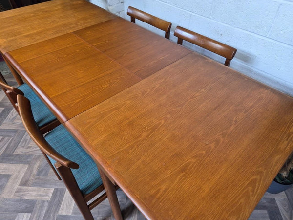 Vintage Mid-Century White & Newton Teak Extending Dining Table And 4 Chairs Set