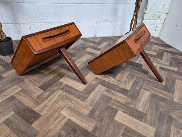Pair Of Vintage Mid-Century G Plan Fresco Teak Bedside Floating Tables Retro MCM