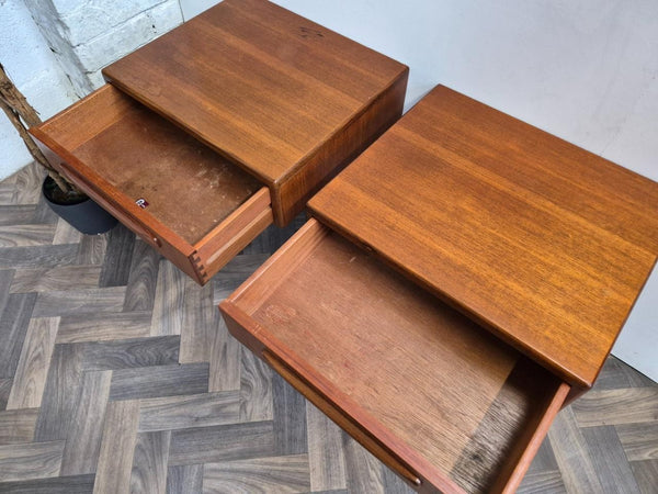 Pair Of Vintage Mid-Century G Plan Fresco Teak Bedside Floating Tables Retro MCM