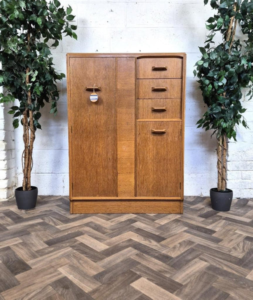 Vintage Mid-Century G Plan Brandon Gentlemans Wardrobe Tallboy Blonde Oak Retro