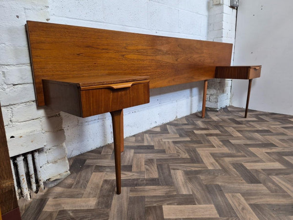 Vintage Mid-Century Austinsuite Teak Double Headboard & Bedside Tables Retro MCM