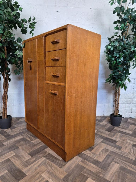Vintage Mid-Century G Plan Brandon Gentlemans Wardrobe Tallboy Blonde Oak Retro