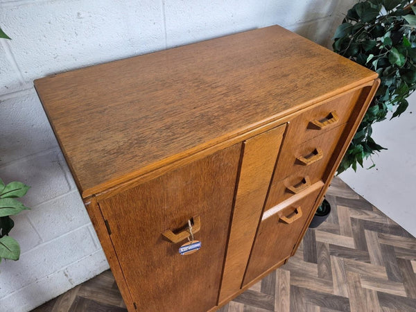 Vintage Mid-Century G Plan Brandon Gentlemans Wardrobe Tallboy Blonde Oak Retro