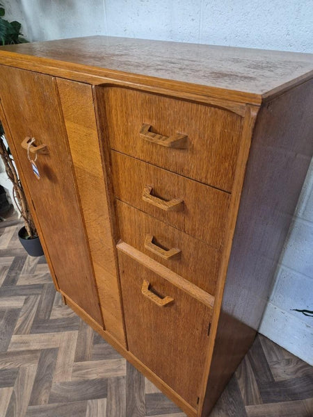 Vintage Mid-Century G Plan Brandon Gentlemans Wardrobe Tallboy Blonde Oak Retro