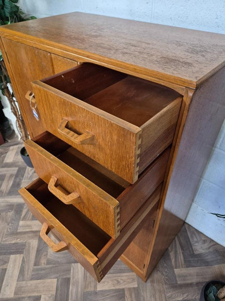 Vintage Mid-Century G Plan Brandon Gentlemans Wardrobe Tallboy Blonde Oak Retro