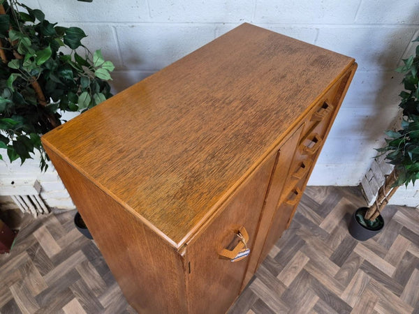 Vintage Mid-Century G Plan Brandon Gentlemans Wardrobe Tallboy Blonde Oak Retro