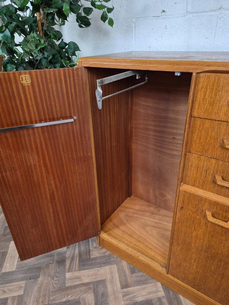 Vintage Mid-Century G Plan Brandon Gentlemans Wardrobe Tallboy Blonde Oak Retro