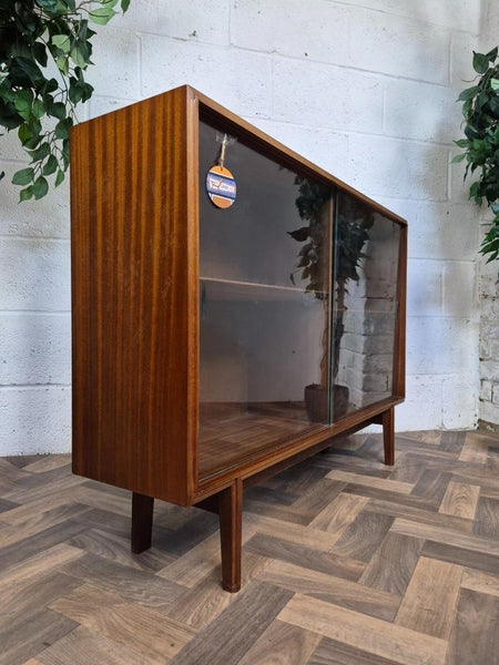 Vintage Mid-Century Beaver & Tapley Teak And Glass Slim Bookcase Scandi Retro MCM