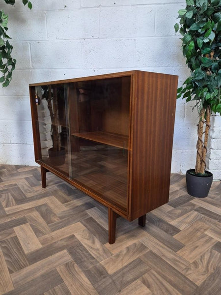Vintage Mid-Century Beaver & Tapley Teak And Glass Slim Bookcase Scandi Retro MCM