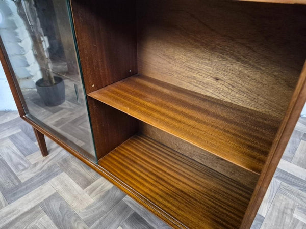 Vintage Mid-Century Beaver & Tapley Teak And Glass Slim Bookcase Scandi Retro MCM