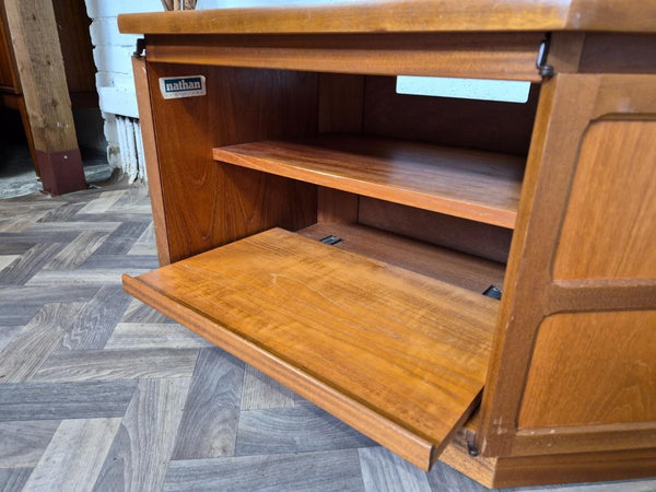 Vintage Nathan Squares Teak TV Stand Media Cabinet Mid-Century Retro