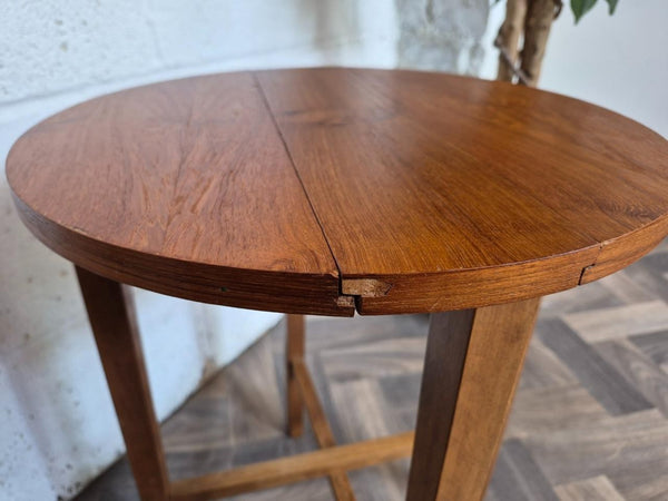 Pair Of Vintage 1960's Teak Round Tables Bedside Dropleaf Mid-Century Retro