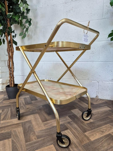 Vintage 60's Marble Formica Tea Trolley Hostess Drinks Cocktail Bar Retro Atomic