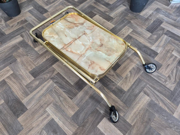 Vintage 60's Marble Formica Tea Trolley Hostess Drinks Cocktail Bar Retro Atomic